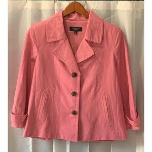 Talbots Women's Size 10 Cotton Linen Pink Casual Long Sleeve Career Blazer